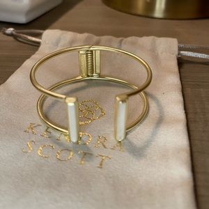 Kendra Scott gold cuff bracelet with mother of pearl rectangular stones